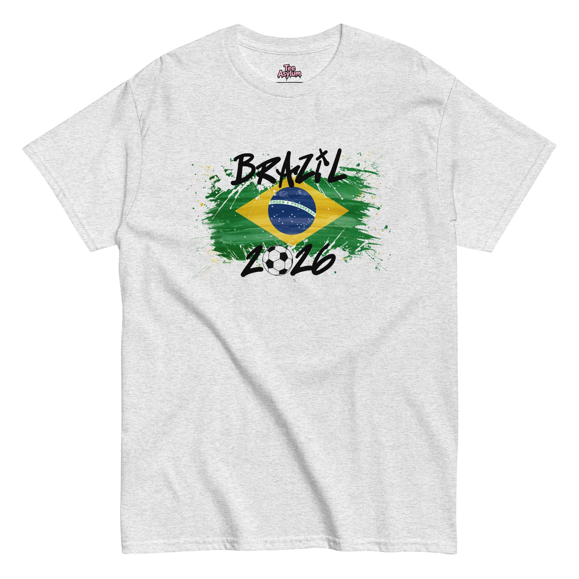 2026 Brazil jersey t-shirt designed with bold lettering and classic soccer-inspired elements