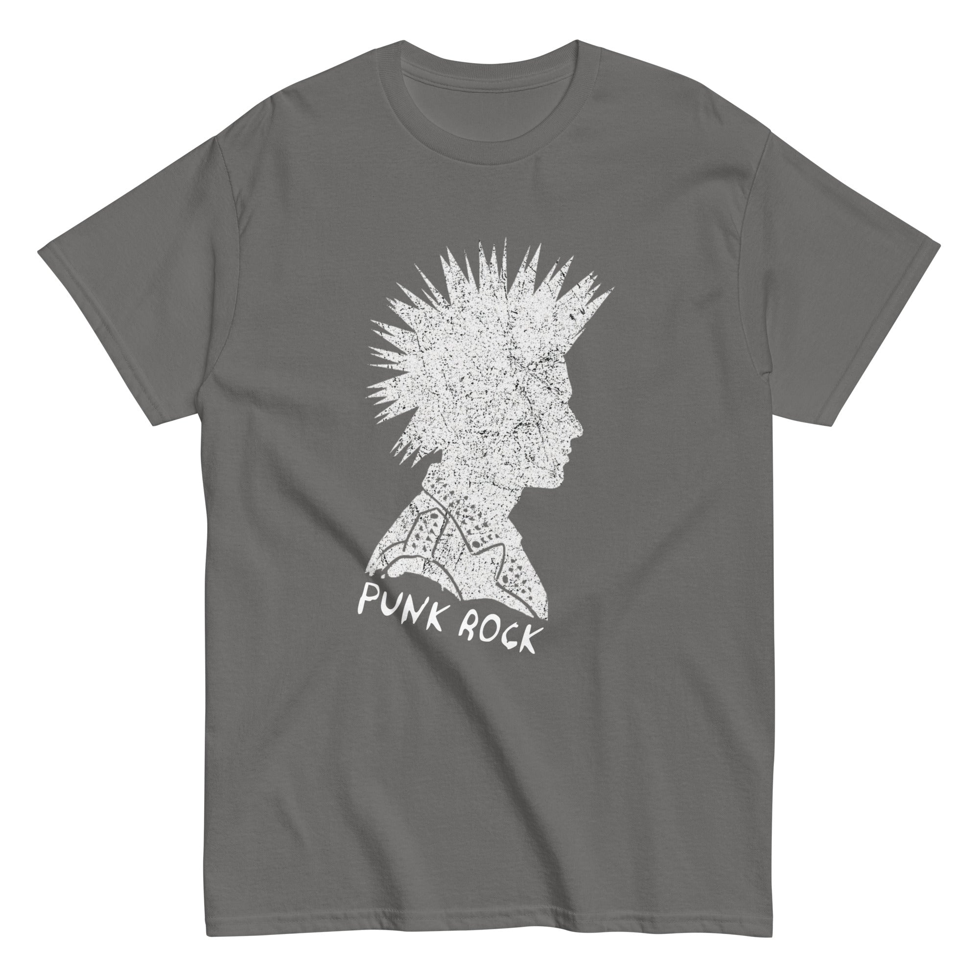 PUNK ROCK T-SHIRT featuring a bold graphic design of a punk mohawk silhouette.