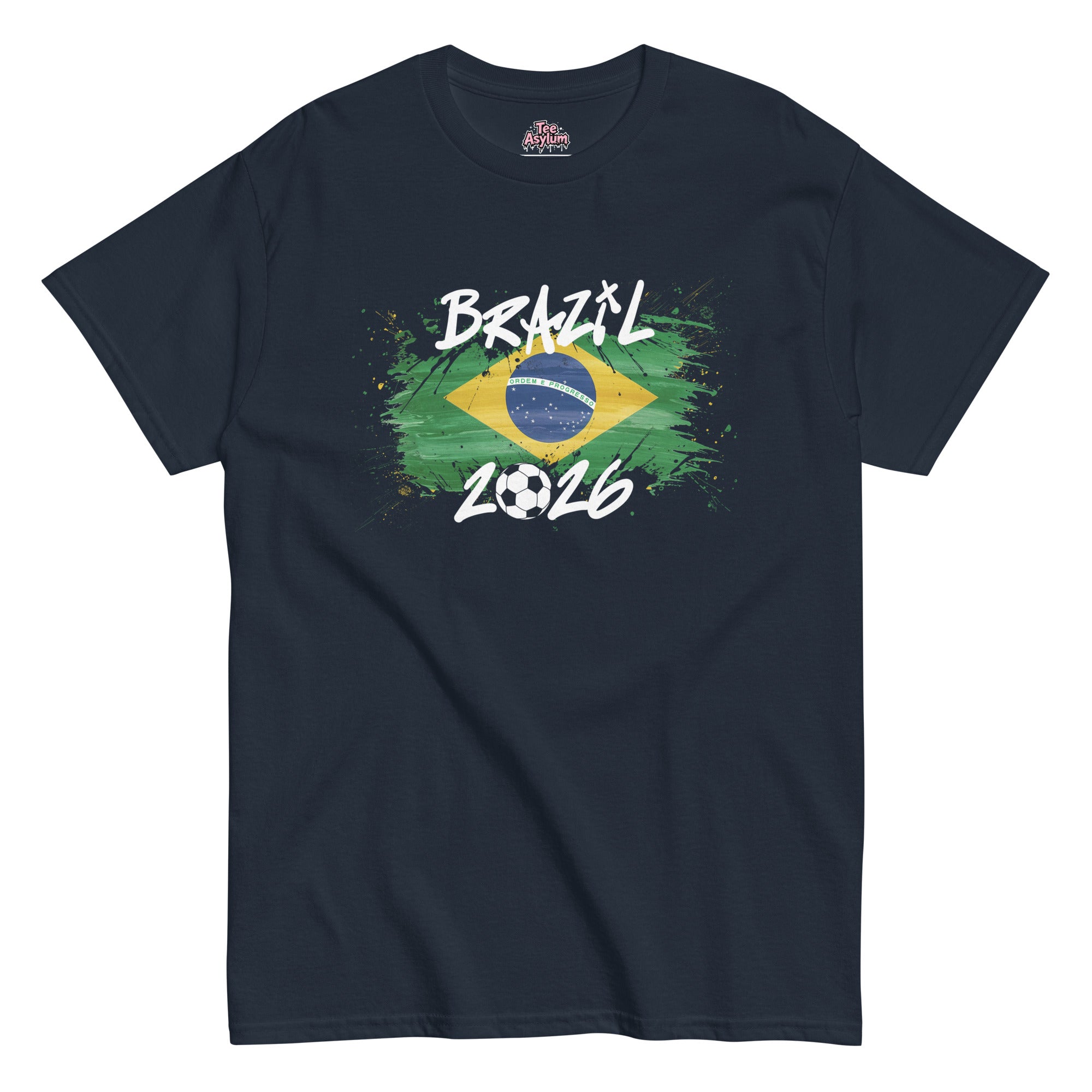 2026 Brazil jersey t-shirt with a vibrant soccer-themed design on a soft short-sleeve tee