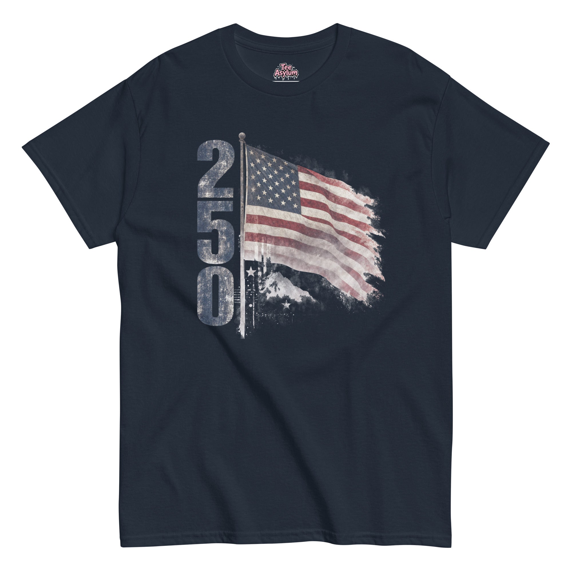 Vintage America 250 t-shirt featuring retro style flag graphic and patriotic layout