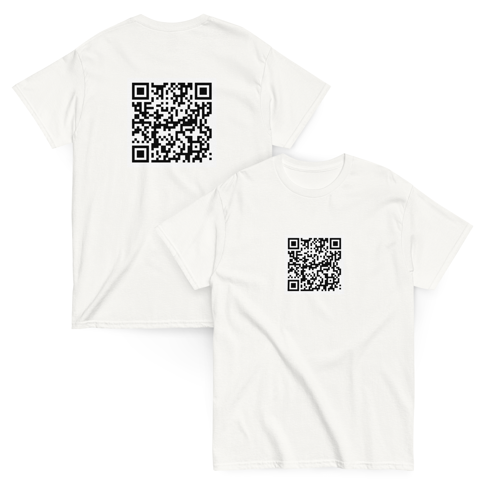 Edgy prank t-shirt featuring scannable QR for Never Gonna Give You Up twist