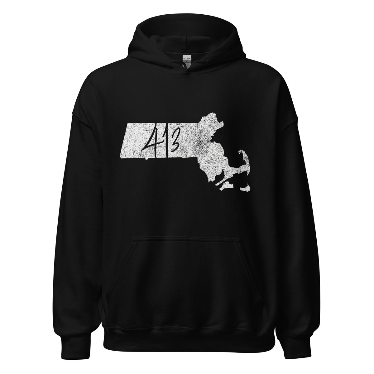 Distressed Massachusetts 413 Hoodie – Western Mass Graphic