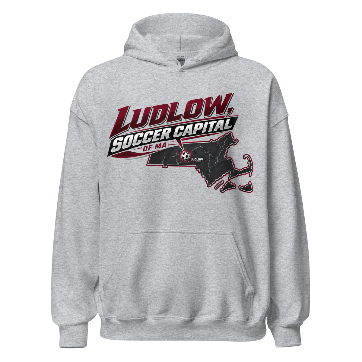 Ludlow Soccer Capital of MA Soccer Hoodie Graphic