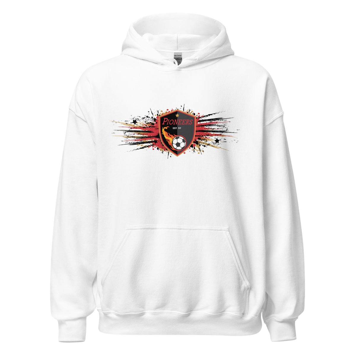 Pioneers soccer fan apparel hoodie with dynamic team graphic