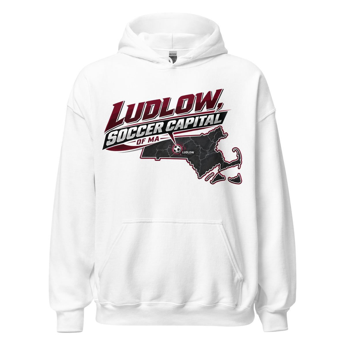 Ludlow Soccer Capital of MA Athletic Soccer Hoodie